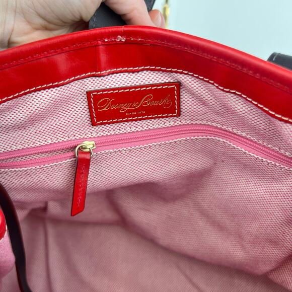 Dooney & Bourke Giraffe Print Purse Satchel Shoulder Bag Red Leather Straps Trim - Picture 15 of 16